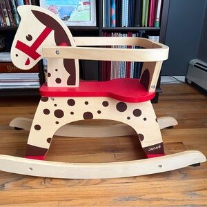 Janod Kids Wooden Rocking Horse - Red and Brown